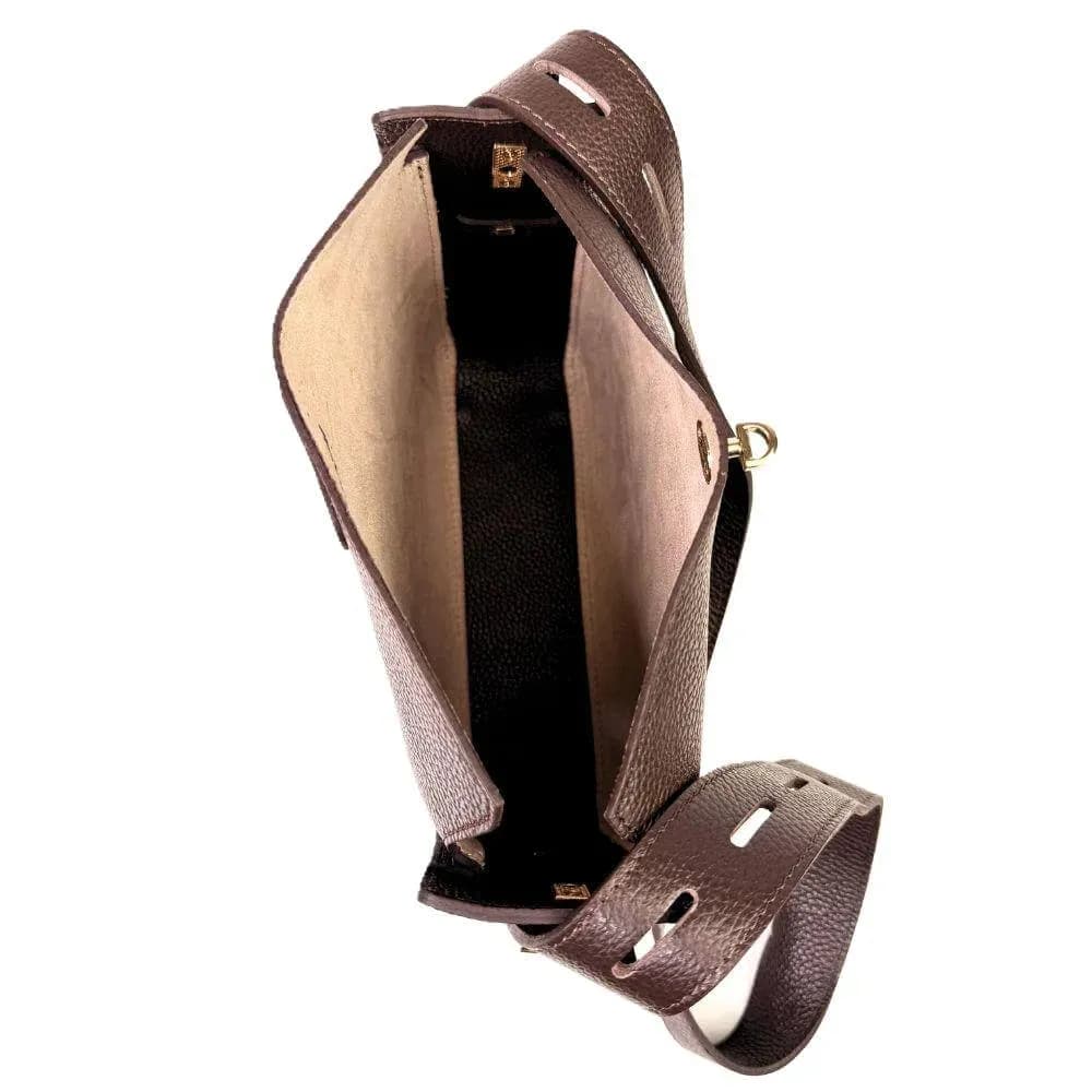 Kožená Italská kabelka Festa tmavé hnědá