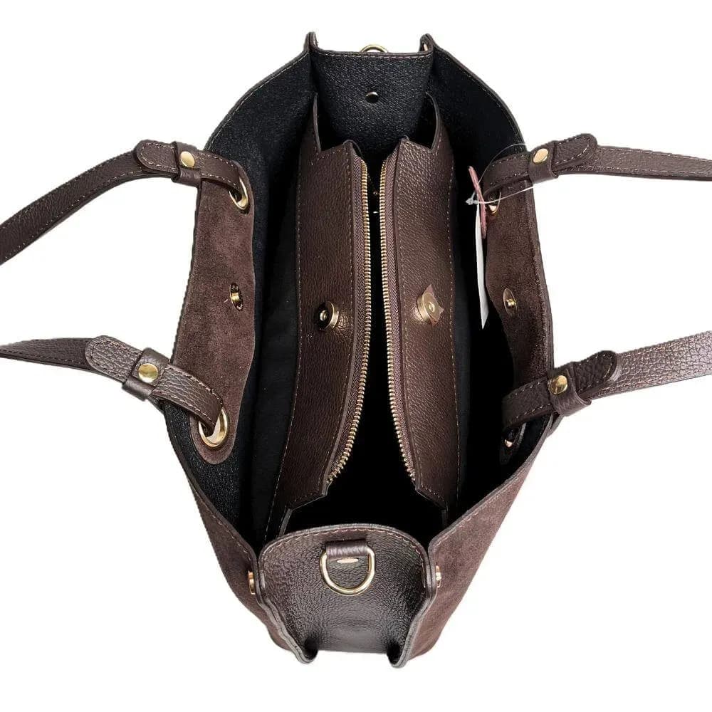 Kožená Italská kabelka Karmela tmavé hnědá