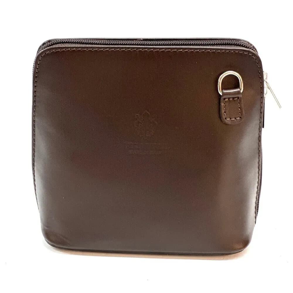 Kožená Italská crossbody kabelka Milena tmavě hnědá