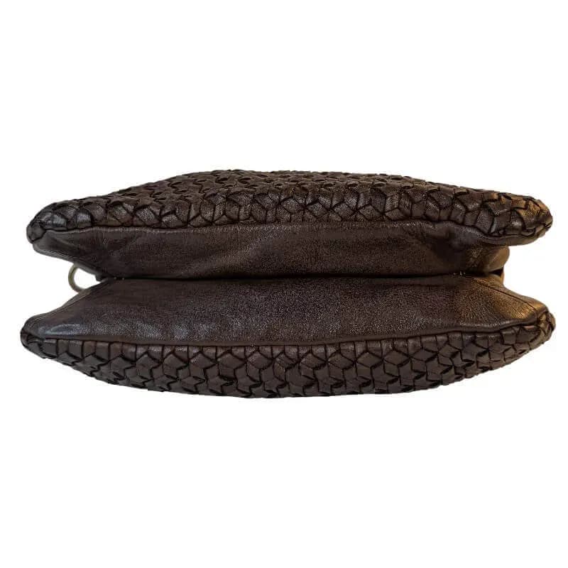 Kožená Italská crossbody kabelka Lyra tmavě hnědá