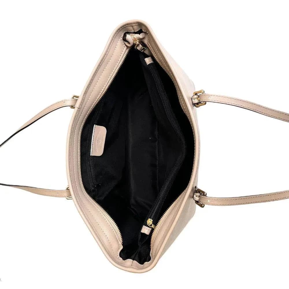 Kožená Italská kabelka Fiori taupe