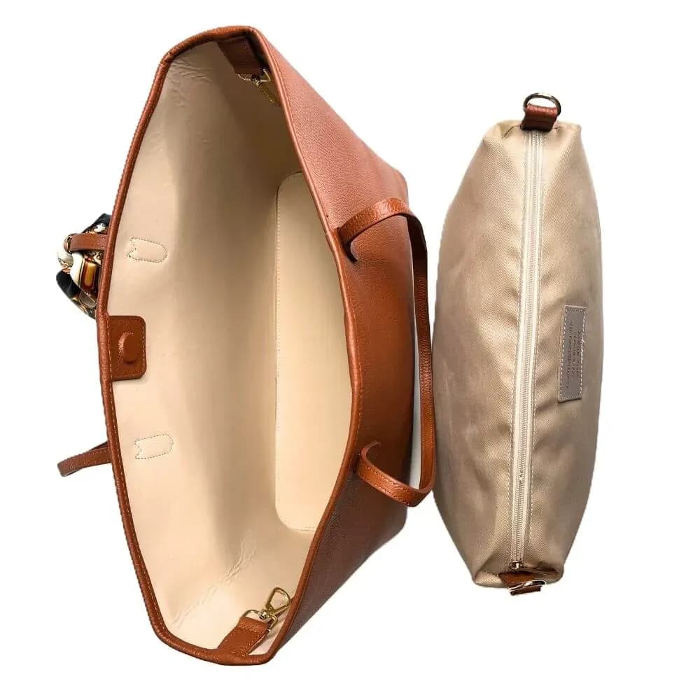 Kožená Italská kabelka Sovana koňak