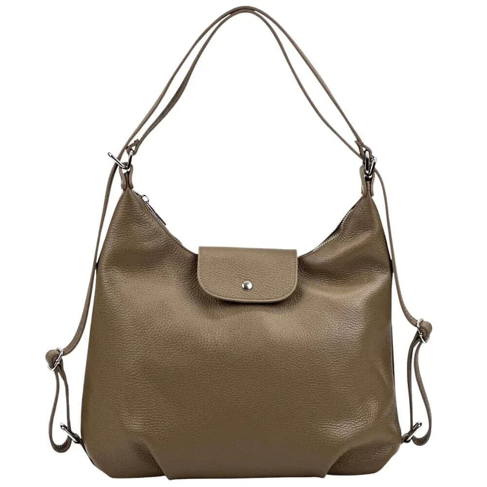 Kožená Italská kabelka batoh 2v1 Mari šedá