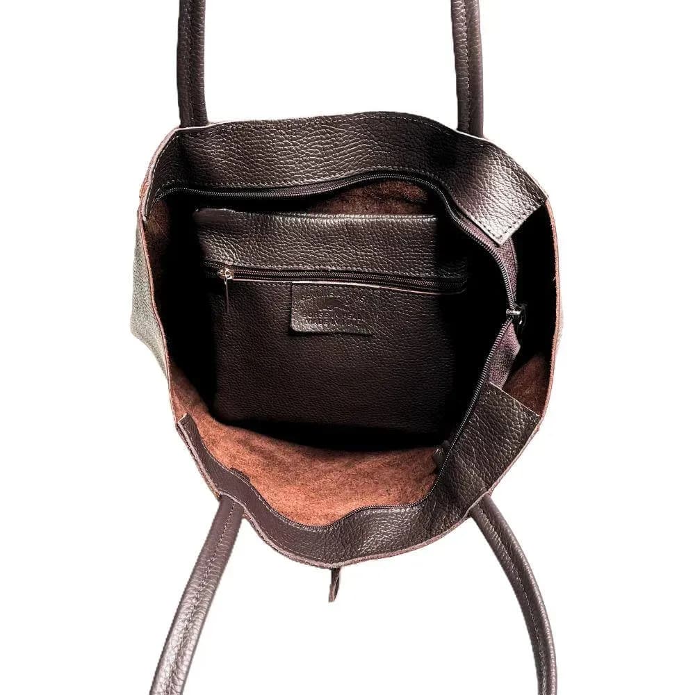 Kožená Italská kabelka Laura tmavé hnědá