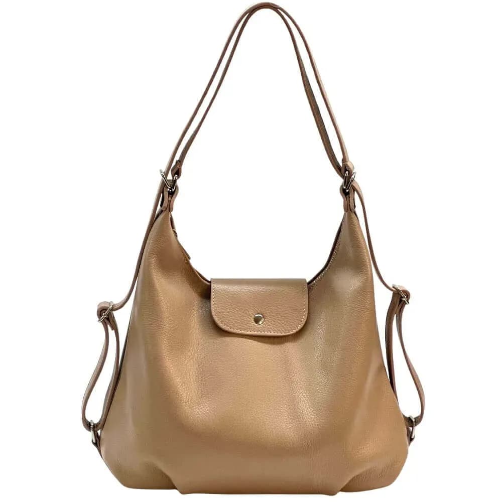 Kožená Italská kabelka batoh 2v1 Mari béžová