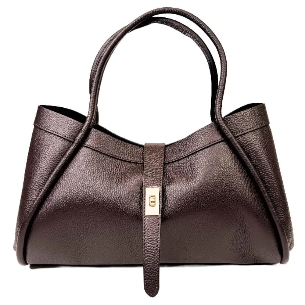 Kožená Italská kabelka Elis tmavé hnědá