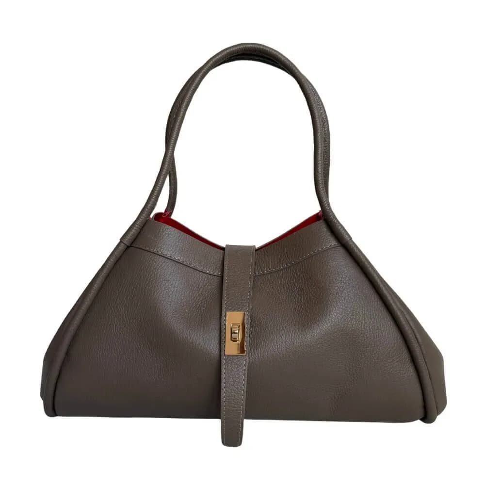 Kožená Italská kabelka Elis taupe