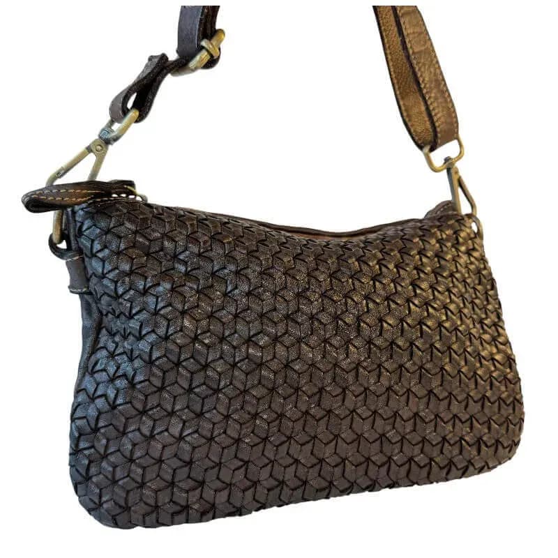 Kožená Italská crossbody kabelka Lyra tmavě hnědá