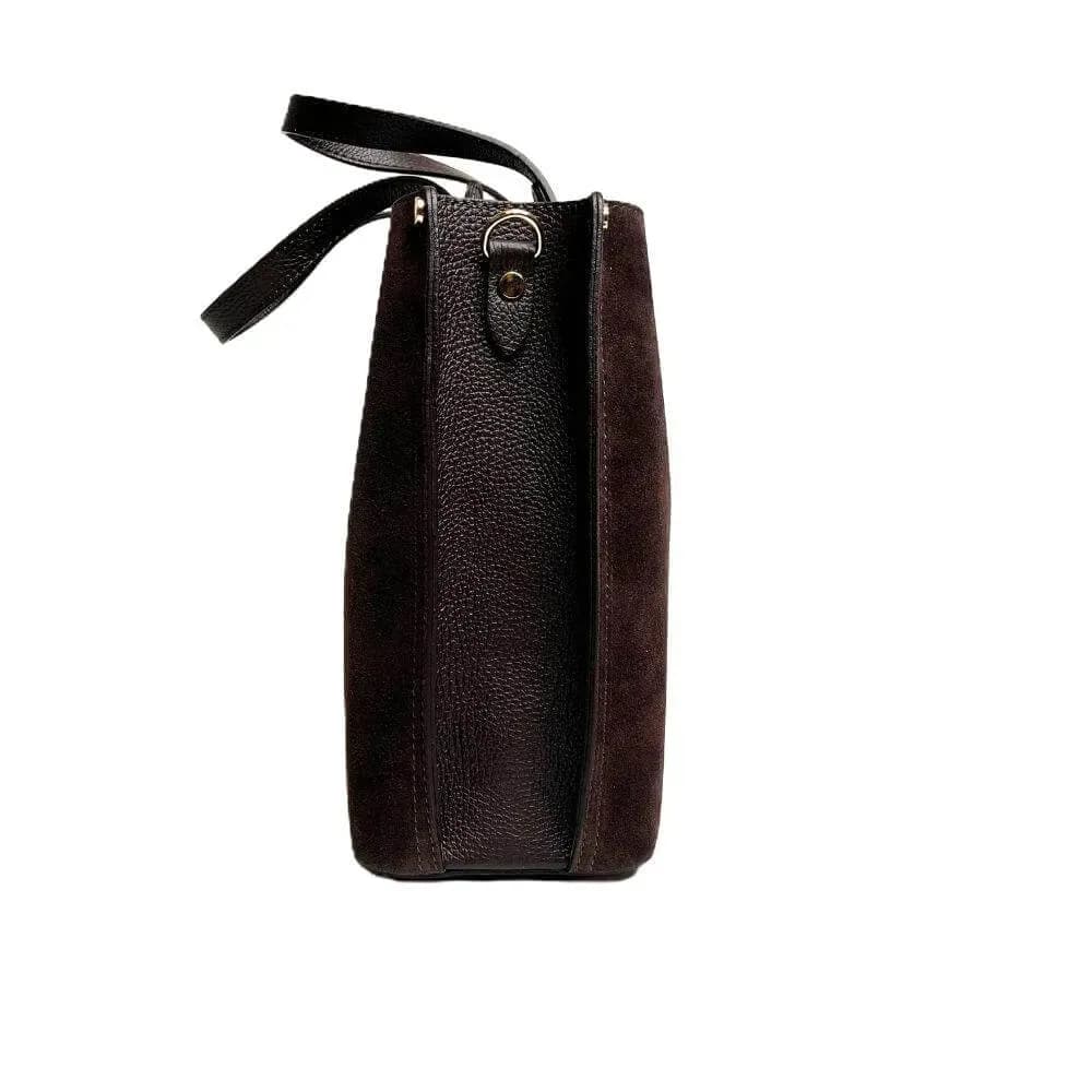 Kožená Italská kabelka Karmela tmavé hnědá