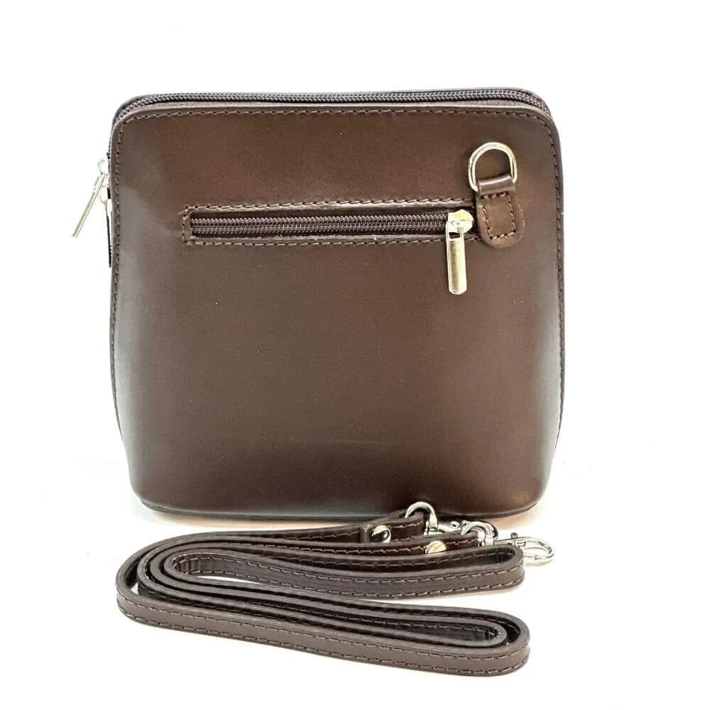 Kožená Italská crossbody kabelka Milena tmavě hnědá