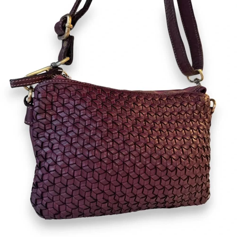 Kožená Italská crossbody kabelka Lyra vínová