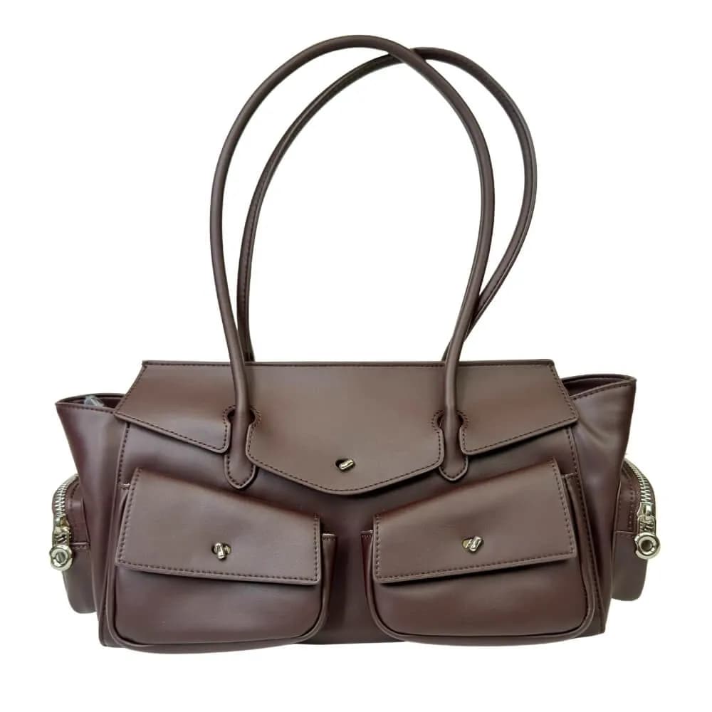 Kožená Italská kabelka Nuvo tmavé hnědá