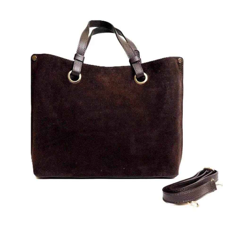 Kožená Italská kabelka Karmela tmavé hnědá