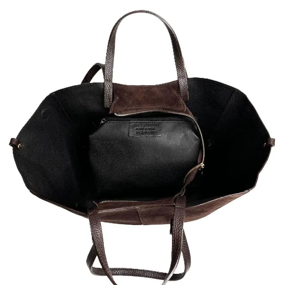 Kožená Italská kabelka Pavolina tmavé hnědá