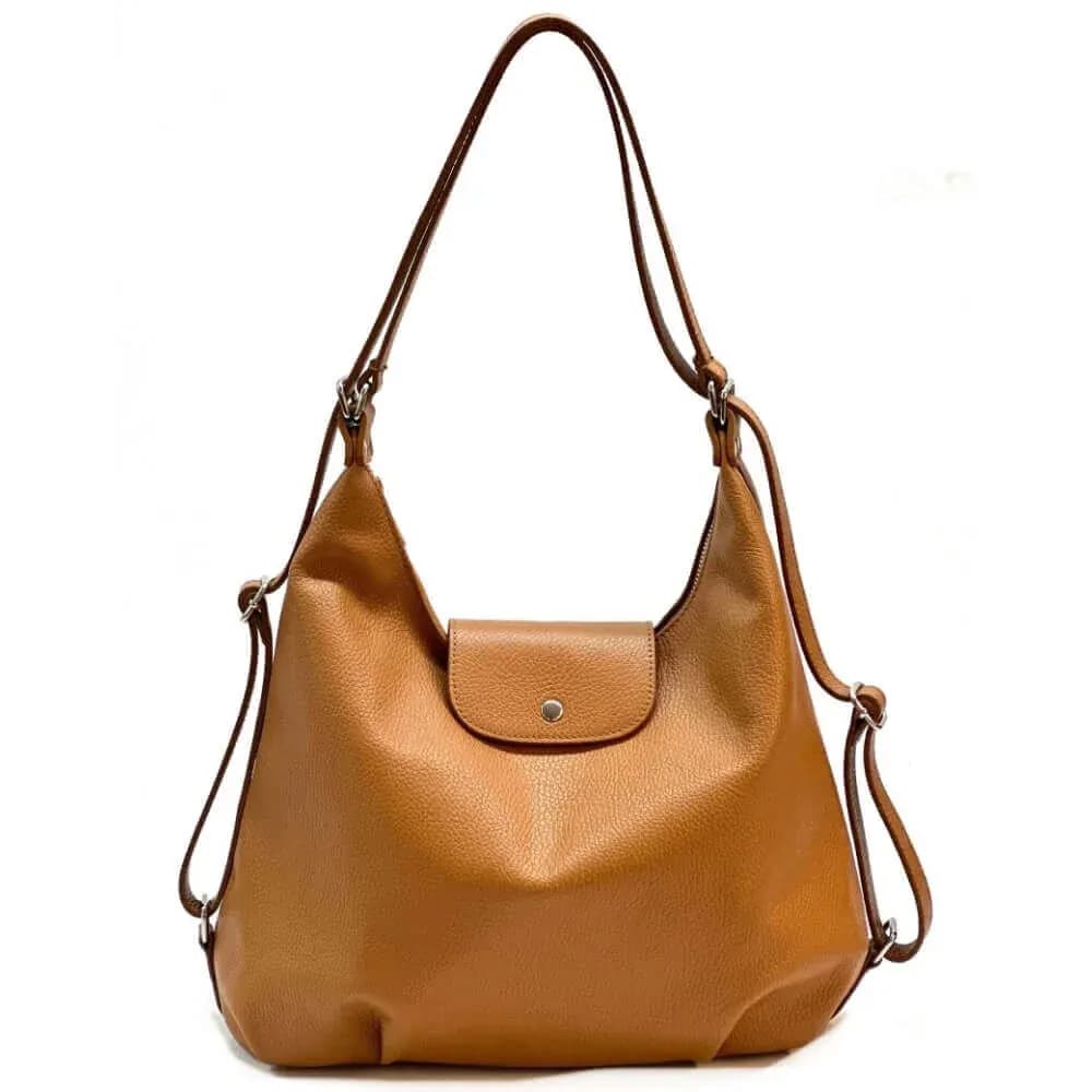 Kožená Italská kabelka batoh 2v1 Mari koňaková