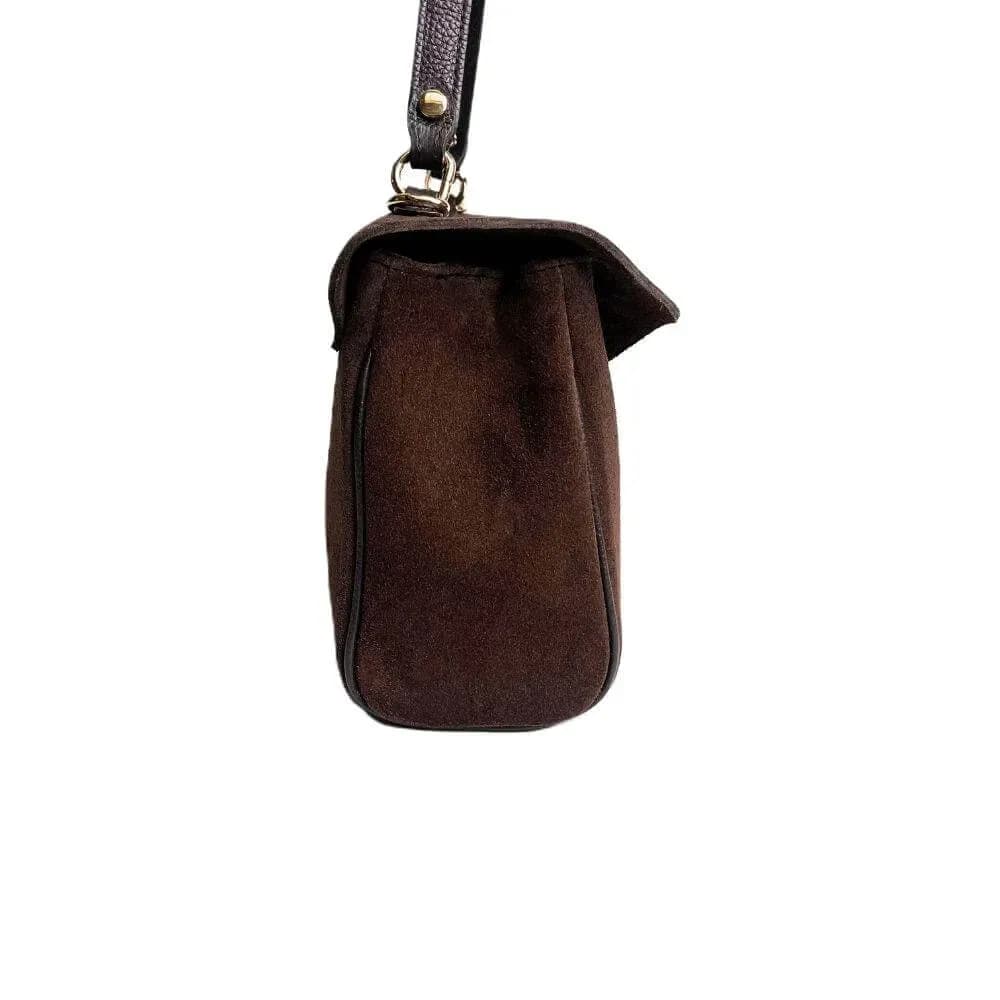 Kožená Italská kabelka Signora tmavé hnědá