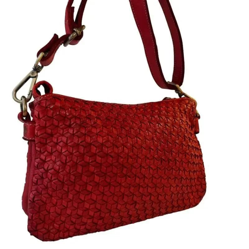 Kožená Italská crossbody kabelka Lyra červená