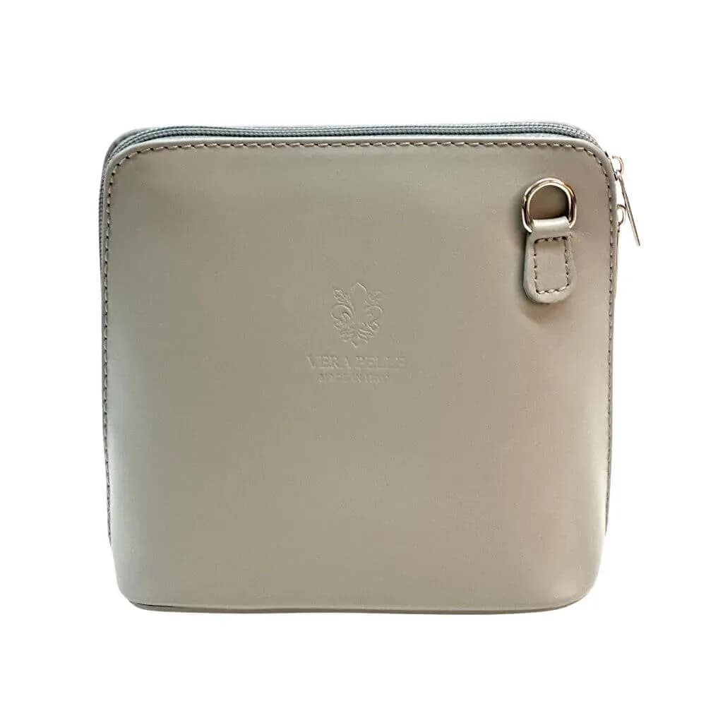 Kožená Italská crossbody kabelka Milena šedá