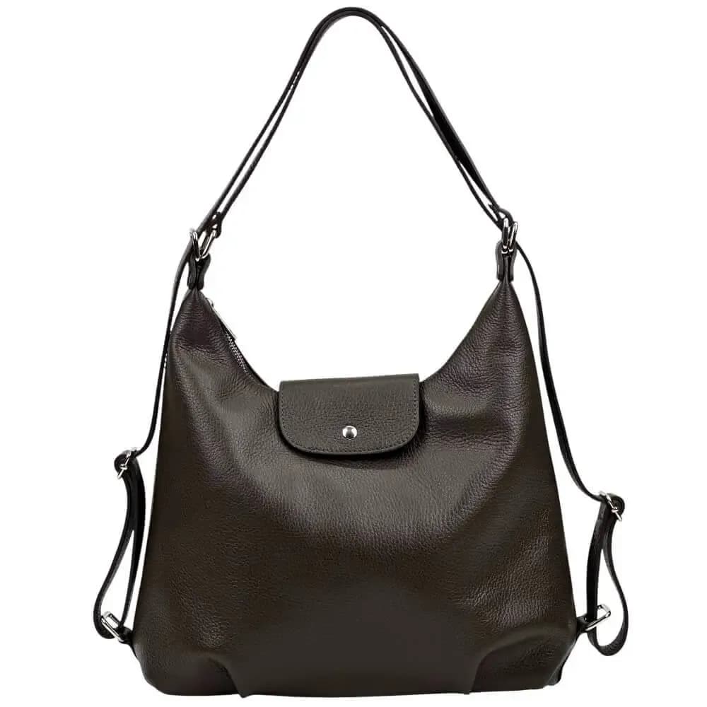 Kožená Italská kabelka batoh 2v1 Mari tmavě hnědá