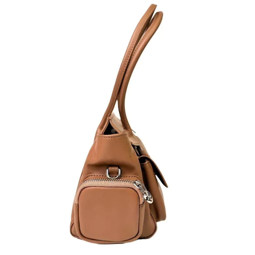 Kožená Italská kabelka Nuvo taupe