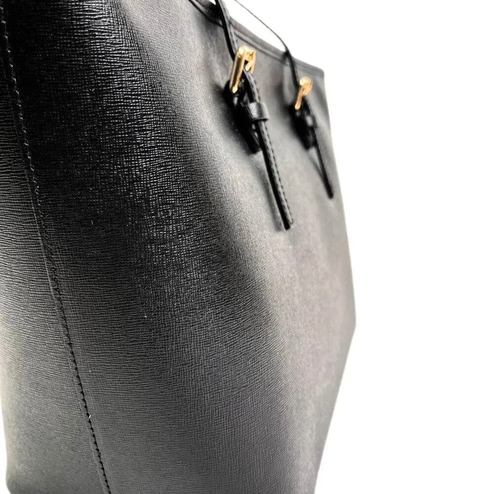 Kožená Italská kabelka Fiori černá