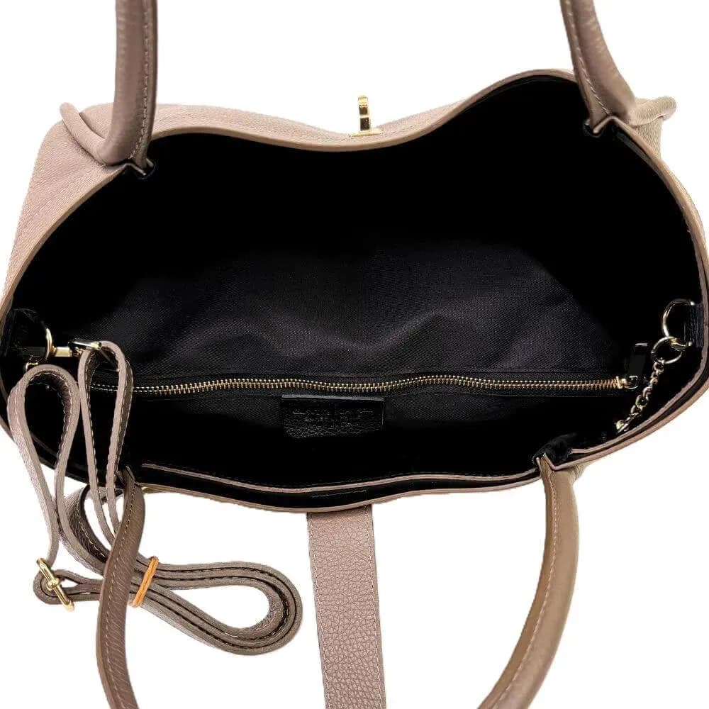 Kožená Italská kabelka Elis taupe