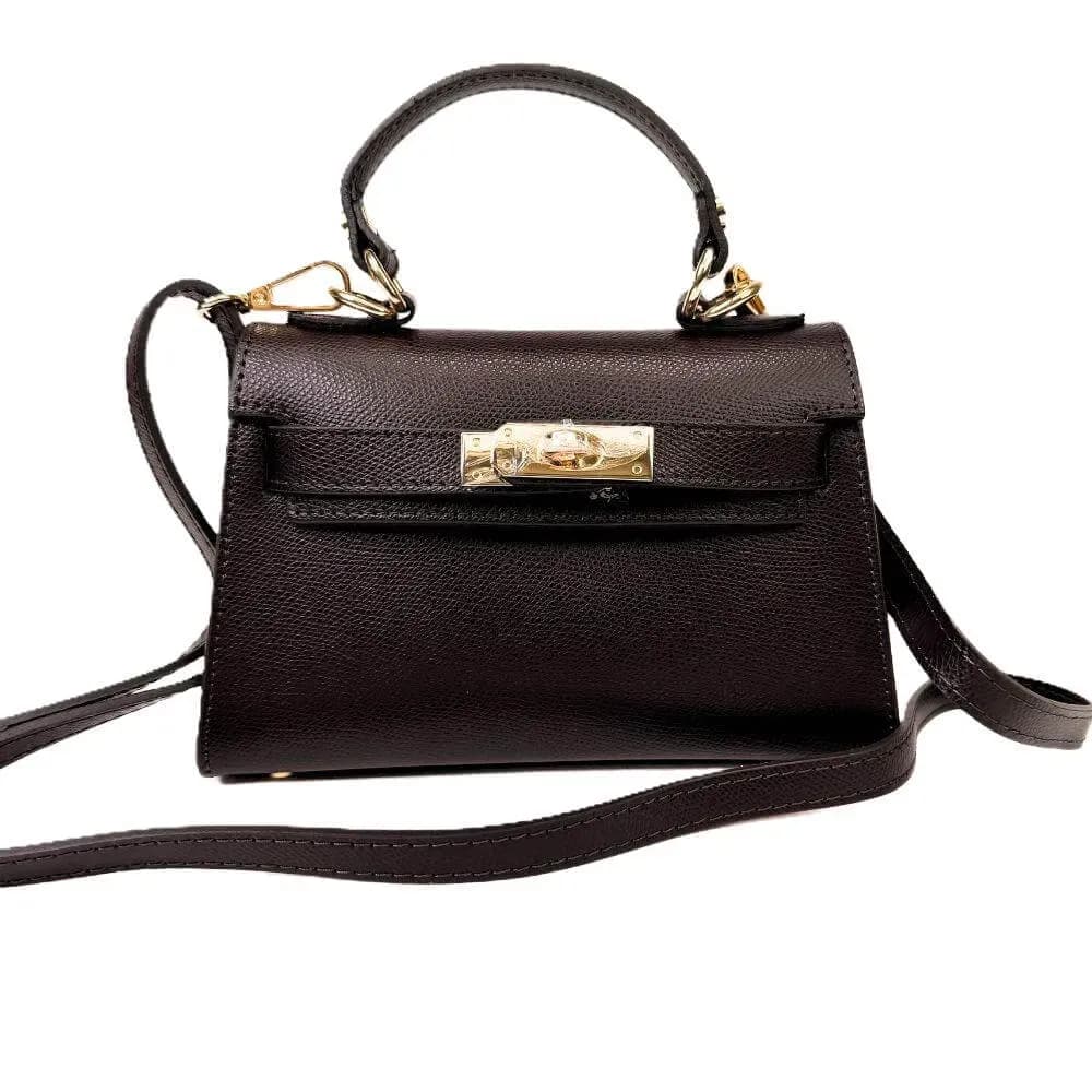 Kožená Italská kabelka Stela tmavé hnědá