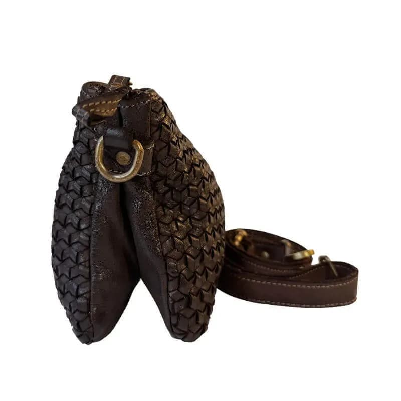 Kožená Italská crossbody kabelka Lyra tmavě hnědá