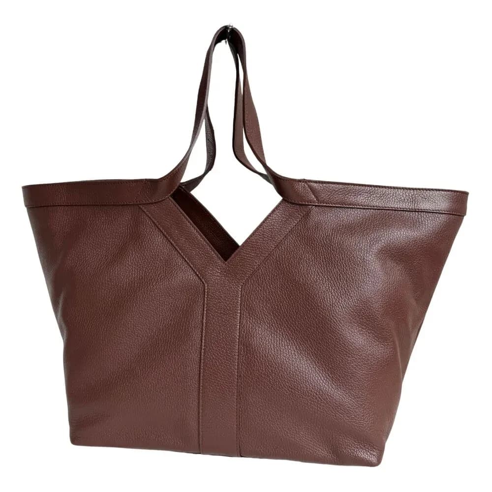 Velká Italská shopper kabelka z pravé kůže Patrizia hnědá