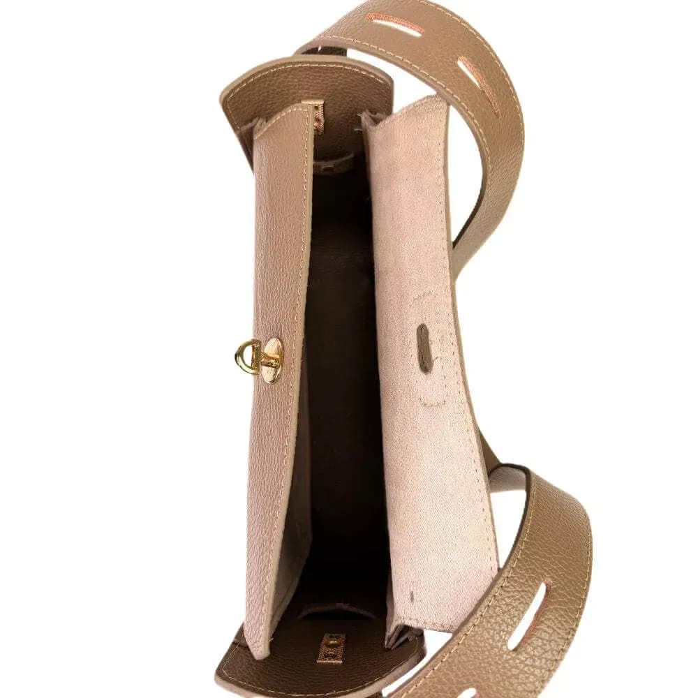 Kožená Italská kabelka Festa taupe