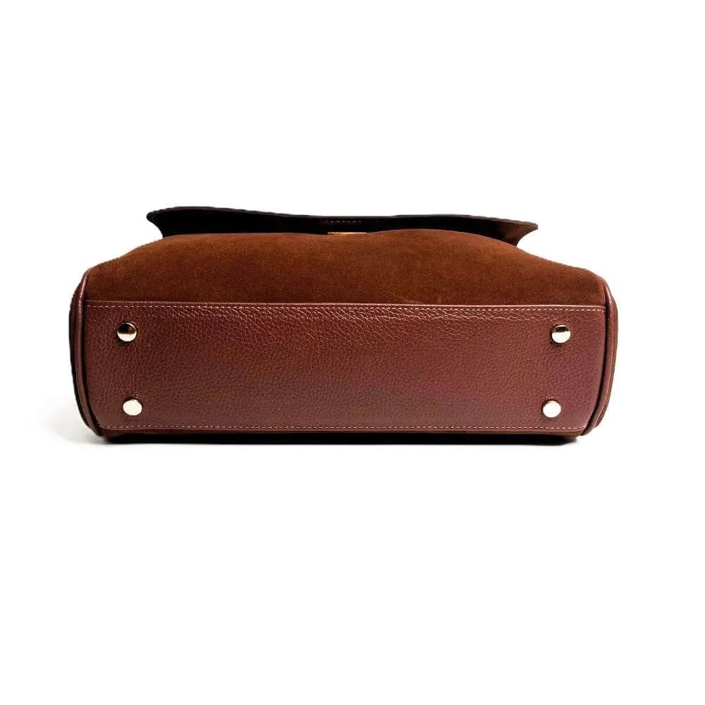 Kožená Italská kabelka Signora hnědá