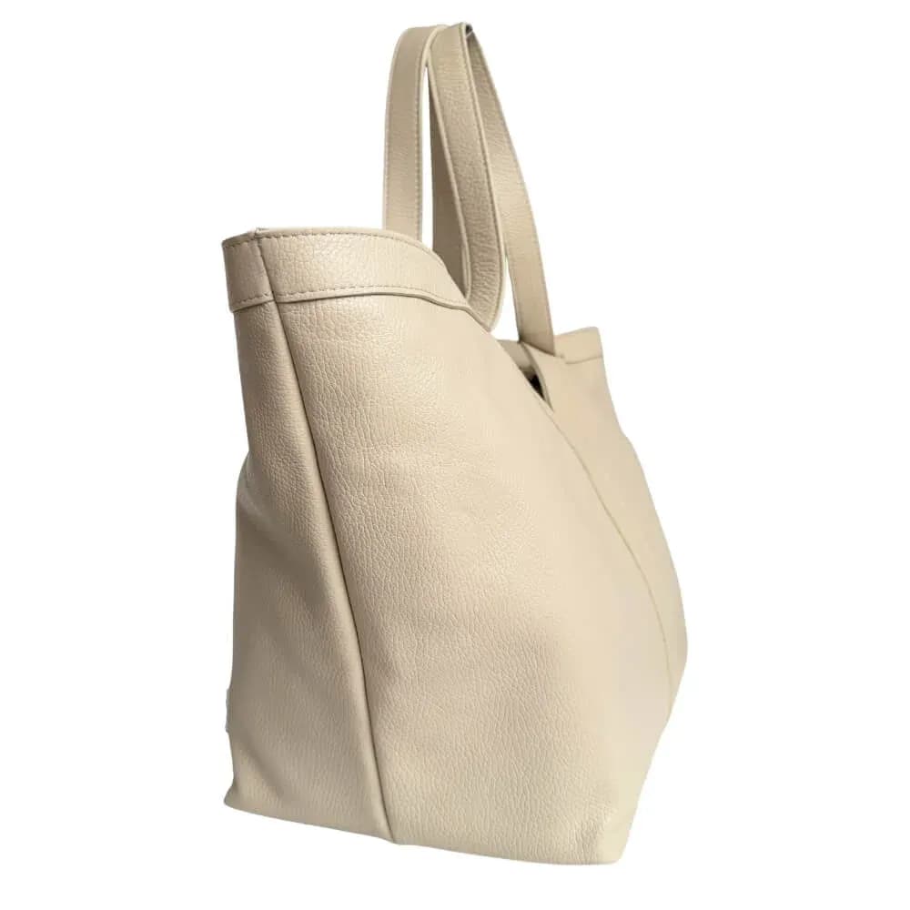 Velká Italská shopper kabelka z pravé kůže Patrizia béžová