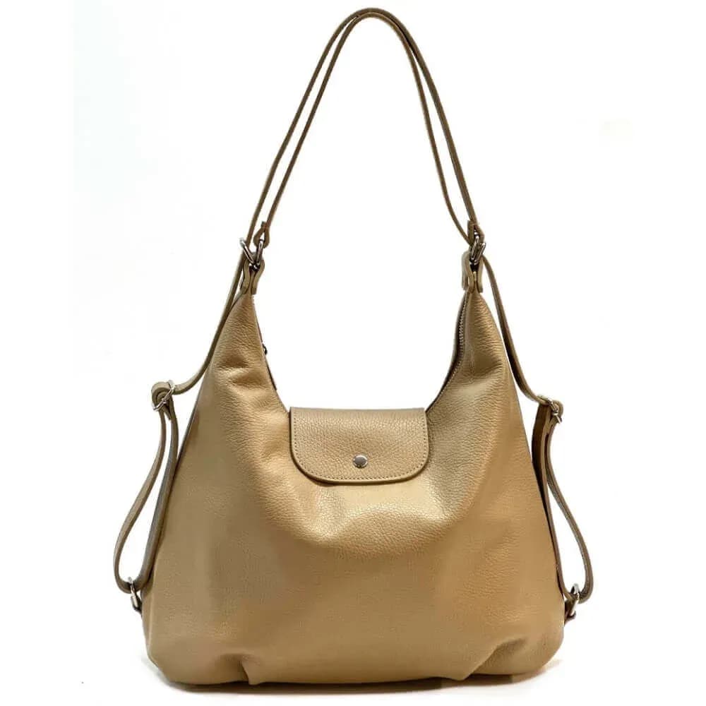 Kožená Italská kabelka batoh 2v1 Mari taupe