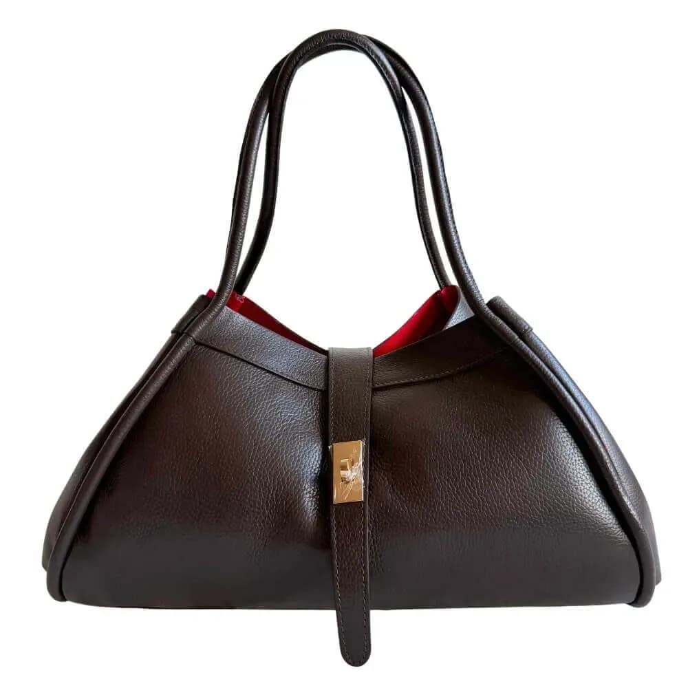 Kožená Italská kabelka Elis tmavé hnědá