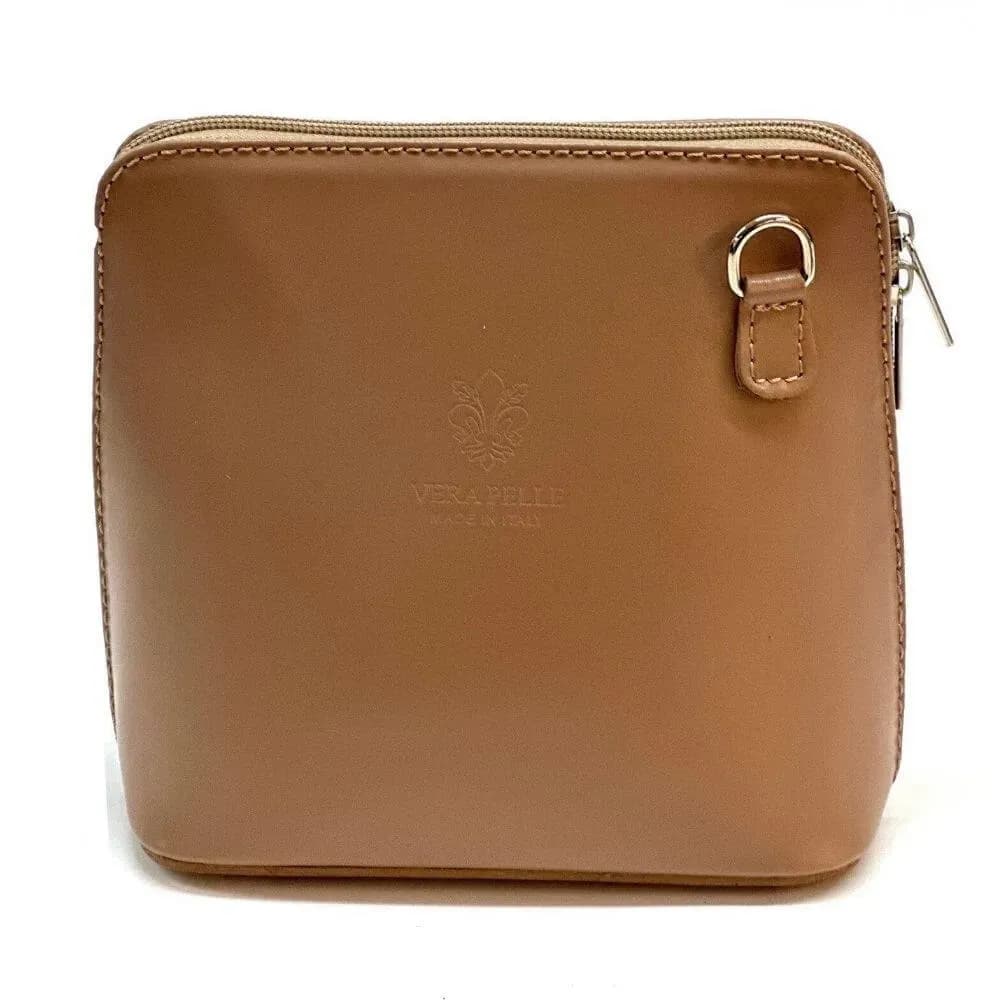 Kožená Italská crossbody kabelka Milena taupe