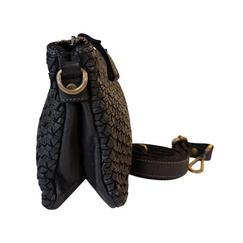 Kožená Italská crossbody kabelka Lyra černá