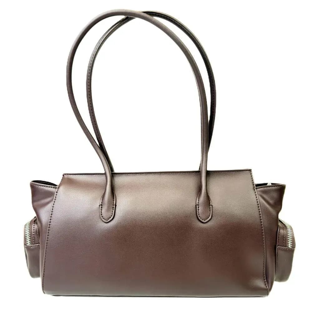 Kožená Italská kabelka Nuvo tmavé hnědá