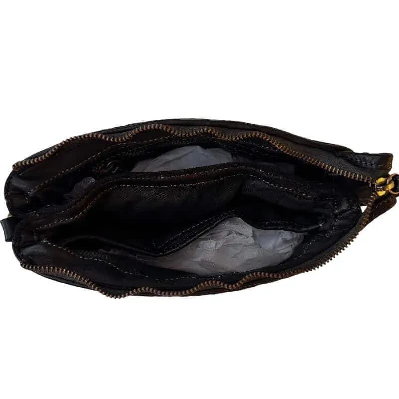 Kožená Italská crossbody kabelka Lyra černá