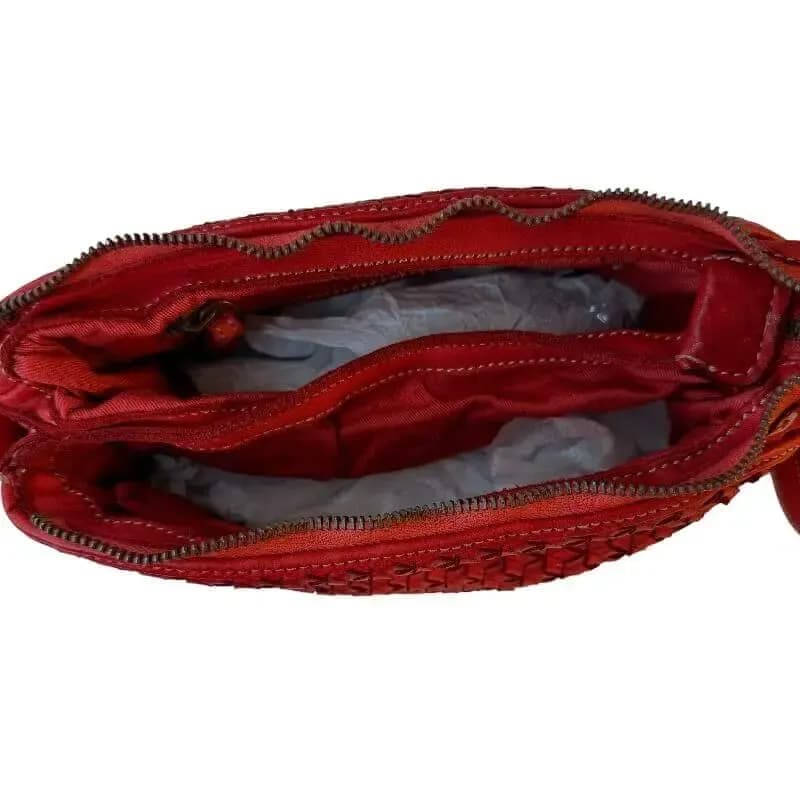 Kožená Italská crossbody kabelka Lyra červená