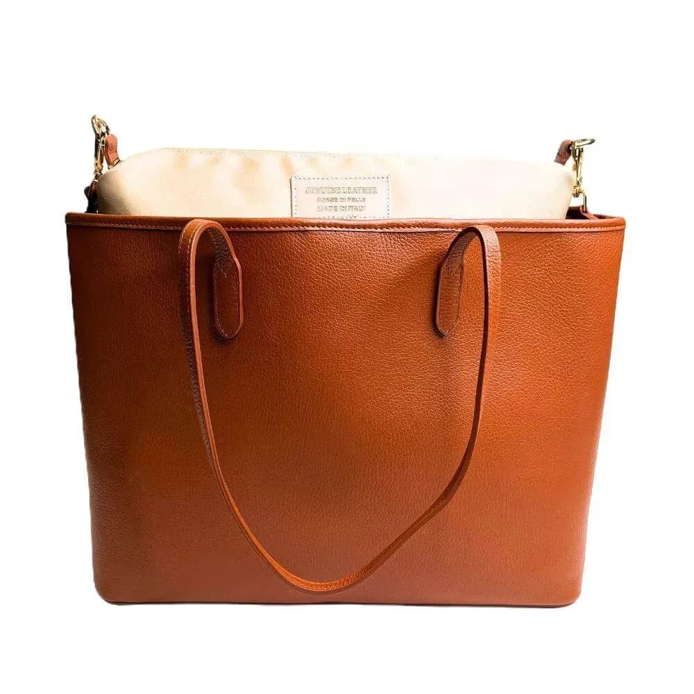Kožená Italská kabelka Sovana koňak
