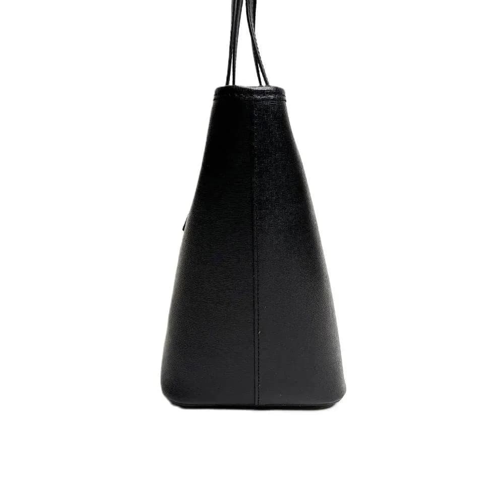 Kožená Italská kabelka Fiori černá