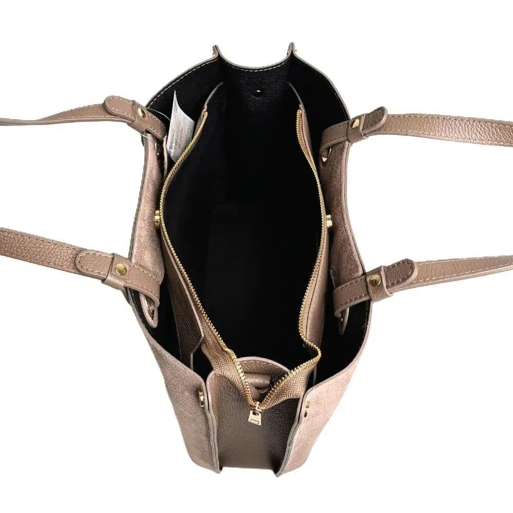 Kožená Italská kabelka Karmela taupe