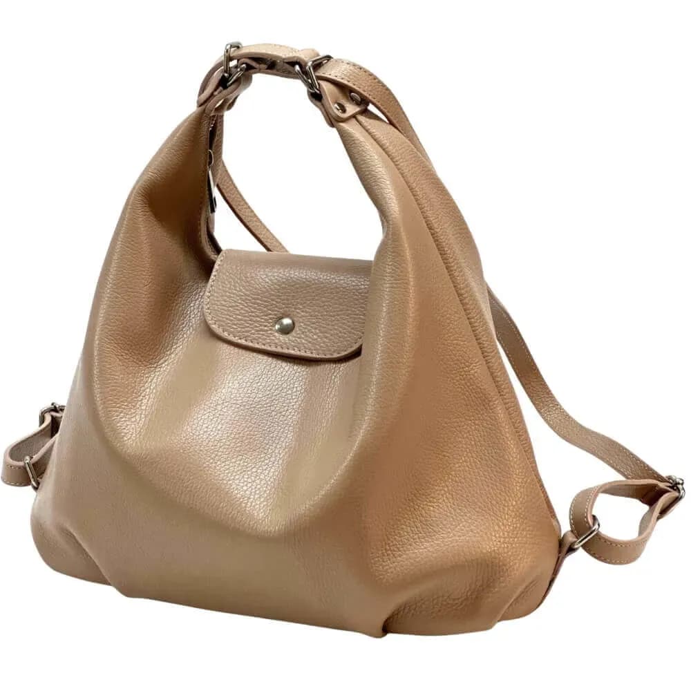 Kožená Italská kabelka batoh 2v1 Mari béžová