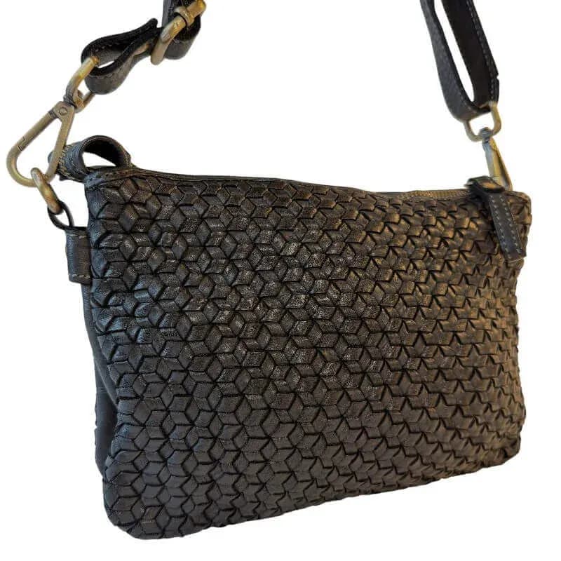 Kožená Italská crossbody kabelka Lyra černá