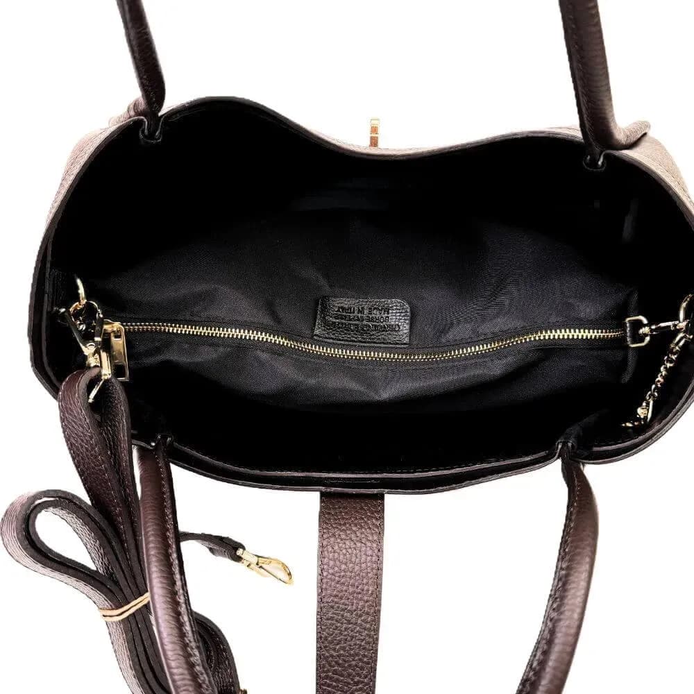 Kožená Italská kabelka Elis tmavé hnědá