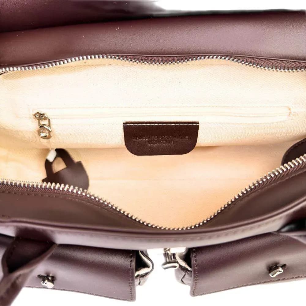 Kožená Italská kabelka Nuvo tmavé hnědá