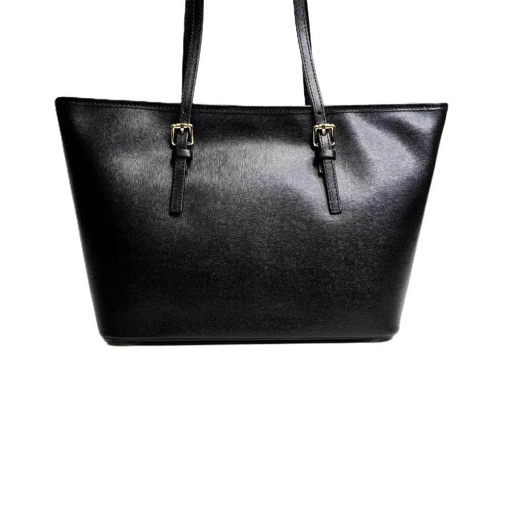 Kožená Italská kabelka Fiori černá