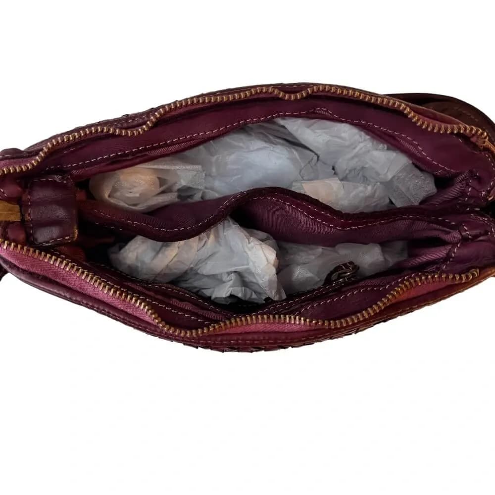 Kožená Italská crossbody kabelka Lyra vínová