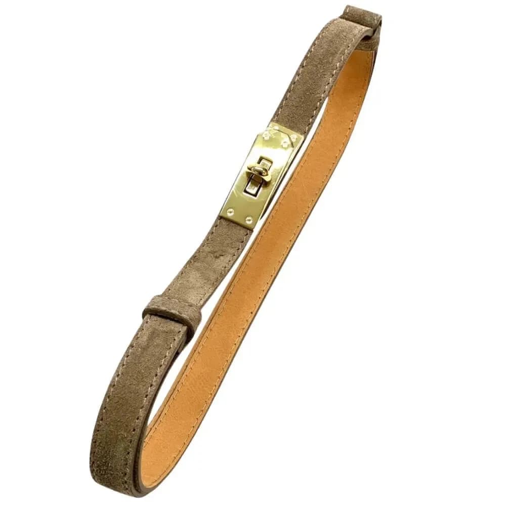 Dámský semišový nastavitelný pásek se zlatou sponou taupe