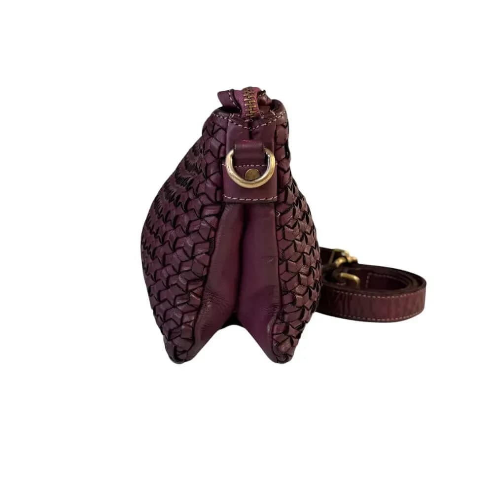 Kožená Italská crossbody kabelka Lyra vínová